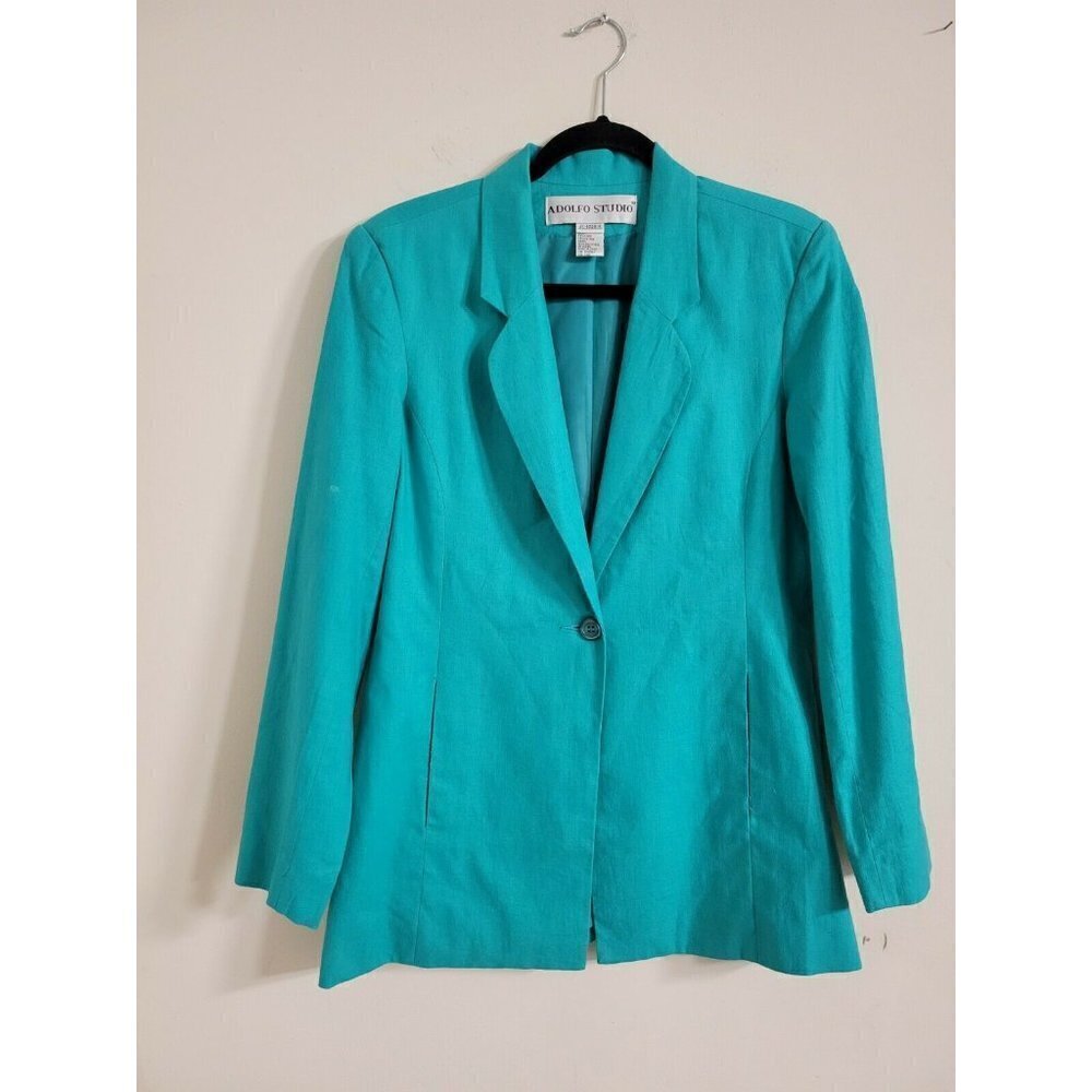 Adolfo Studio Sz 6 Jacket Slit Pocket Linen Cotton Business/Casual Jacketā
